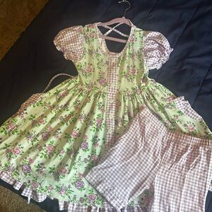 Floral Kids Casual Dress with Shorts Set